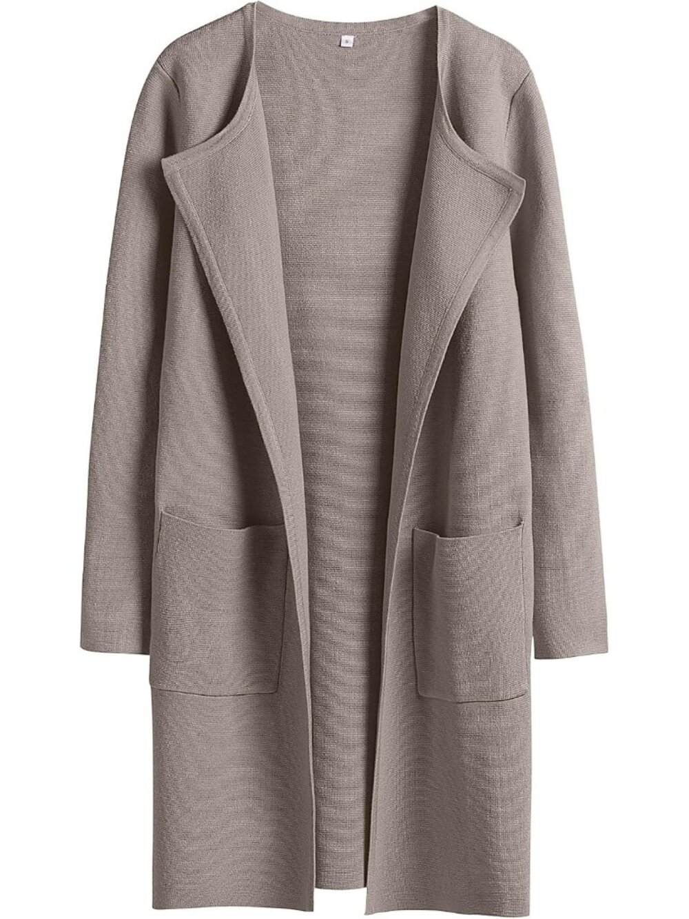 Women's Beige Long Sleeve Open Front Mid Length Soft Knit Cardigan Sweater Coat